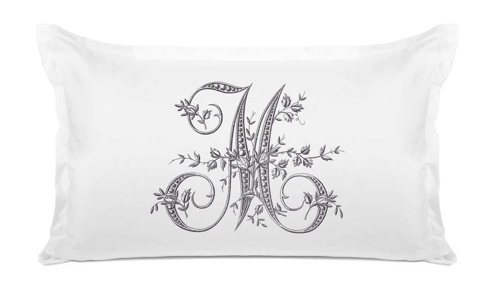 Vintage French Monogram Letter M Pillowcase