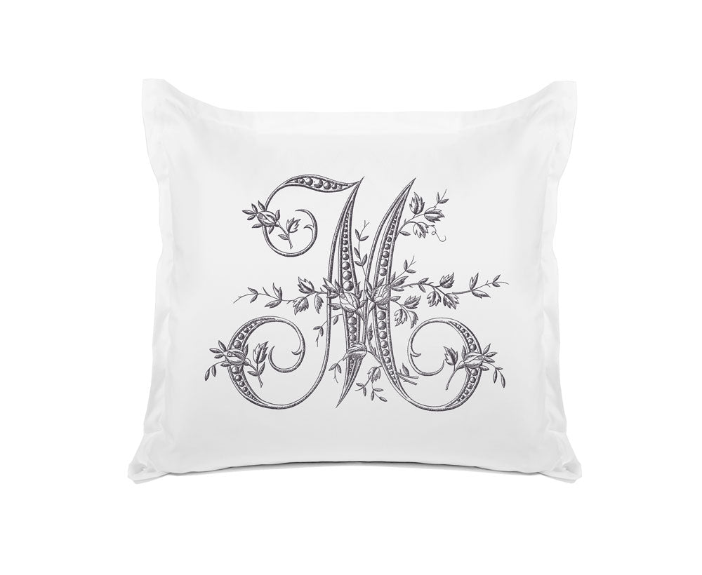 Vintage French Monogram Letter M Pillowcase