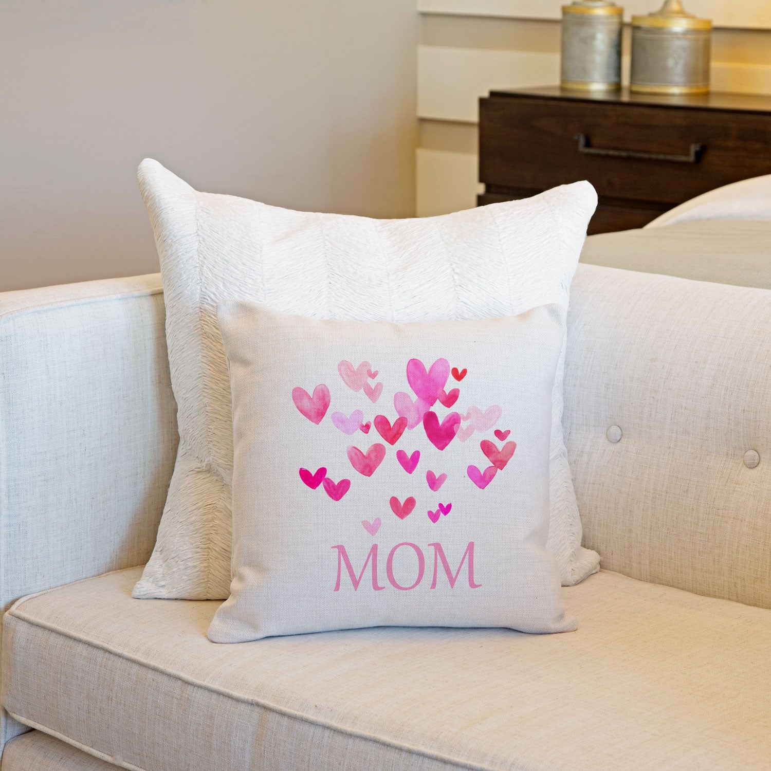 Pink Hearts Bursting – Mom Throw Pillow Cover – Mother’s Day Collection