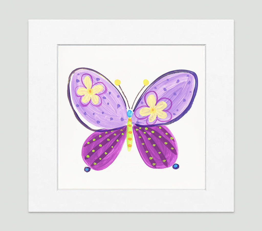 Purple Pink Butterfly Art Print - Kids Wall Art Collection Madam Butterfly Art Print - Kids Wall Art Collection-Di Lewis