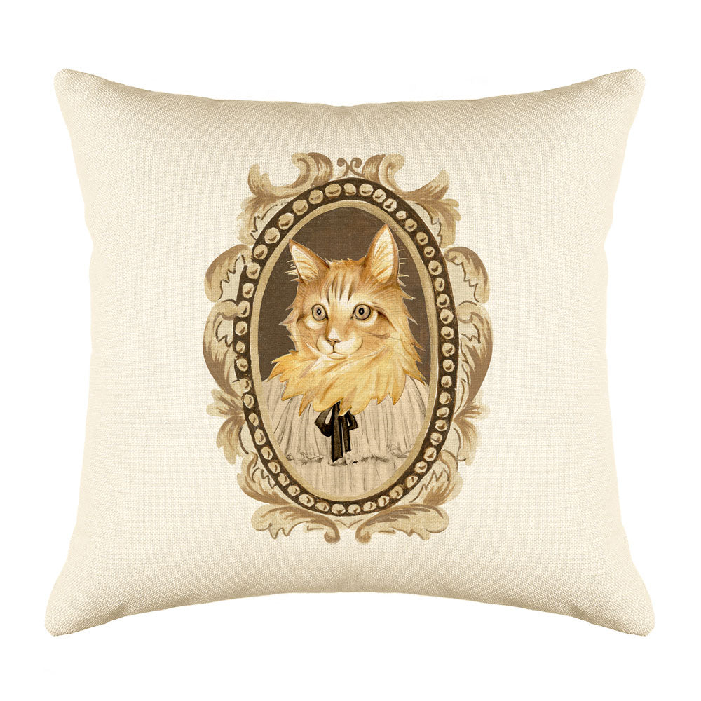 Maine Coon Cat Portrait Throw Pillow Cover - Cat Illustration Throw Pillow Cover Collection Maine Coon Cat Portrait Throw Pillow Cover - Cat Illustration Throw Pillow Cover Collection-Di Lewis