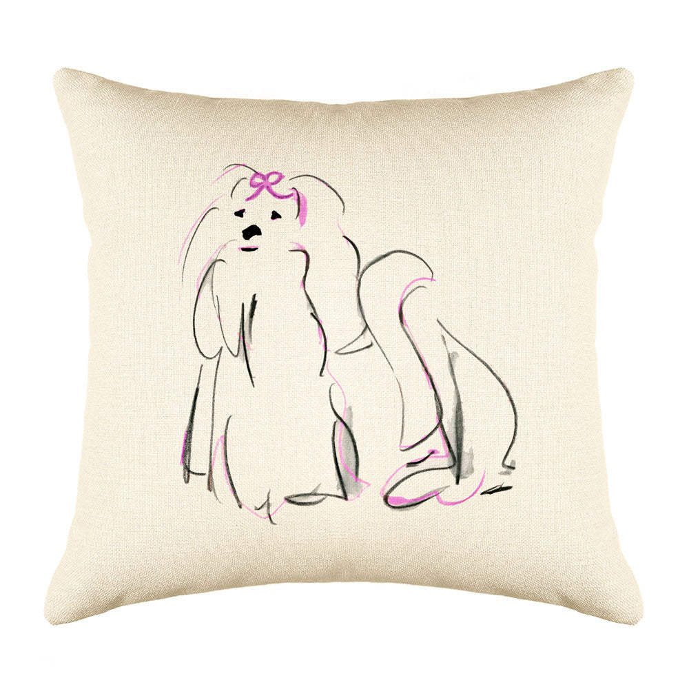 Missy Maltese Throw Pillow Cover - Dog Illustration Throw Pillow Cover Collection-Di Lewis