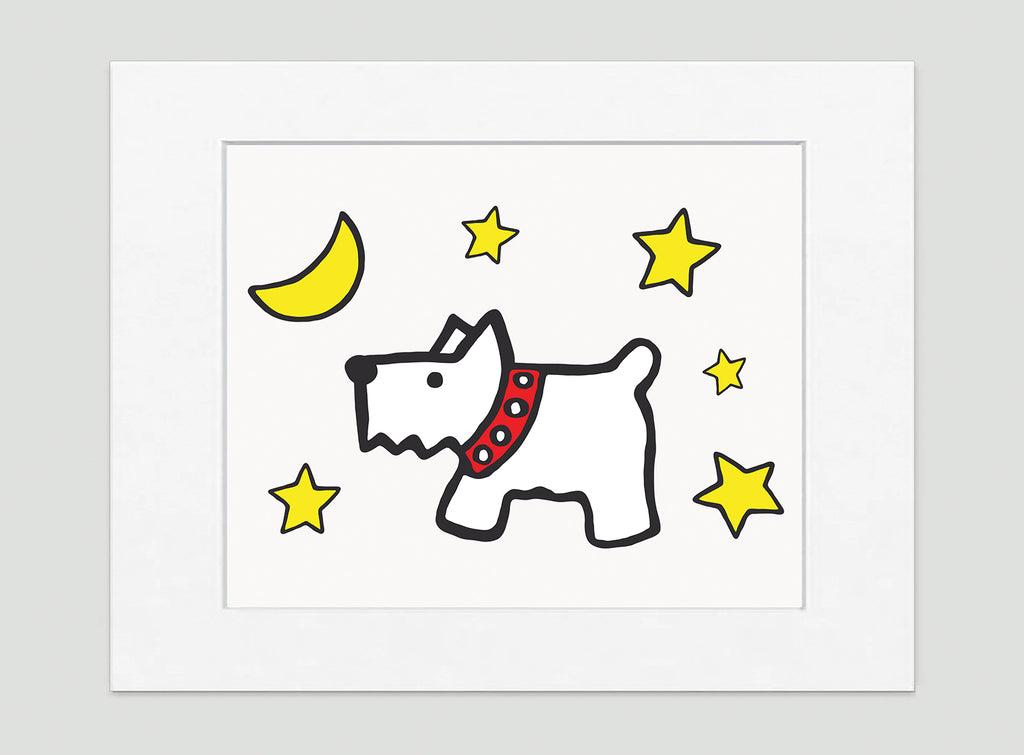 Dog Moon Art Print - Kids Wall Art Collection Moon Dog Art Print - Kids Wall Art Collection-Di Lewis