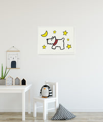 Moon Dog Art Print - Kids Wall Art Collection-Di Lewis