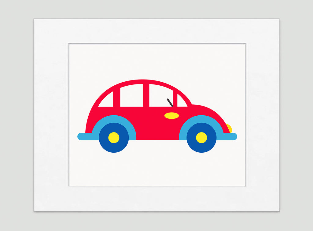 Red Car Art Print - Kids Wall Art Collection My Car Art Print - Kids Wall Art Collection-Di Lewis