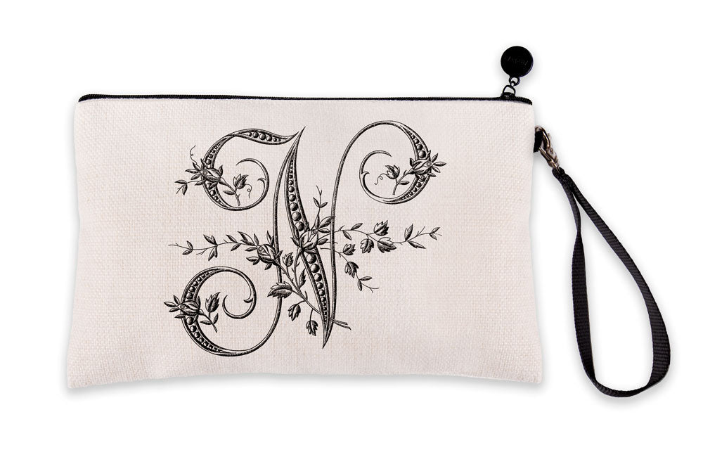 Vintage French Monogram Letter N Makeup Bag