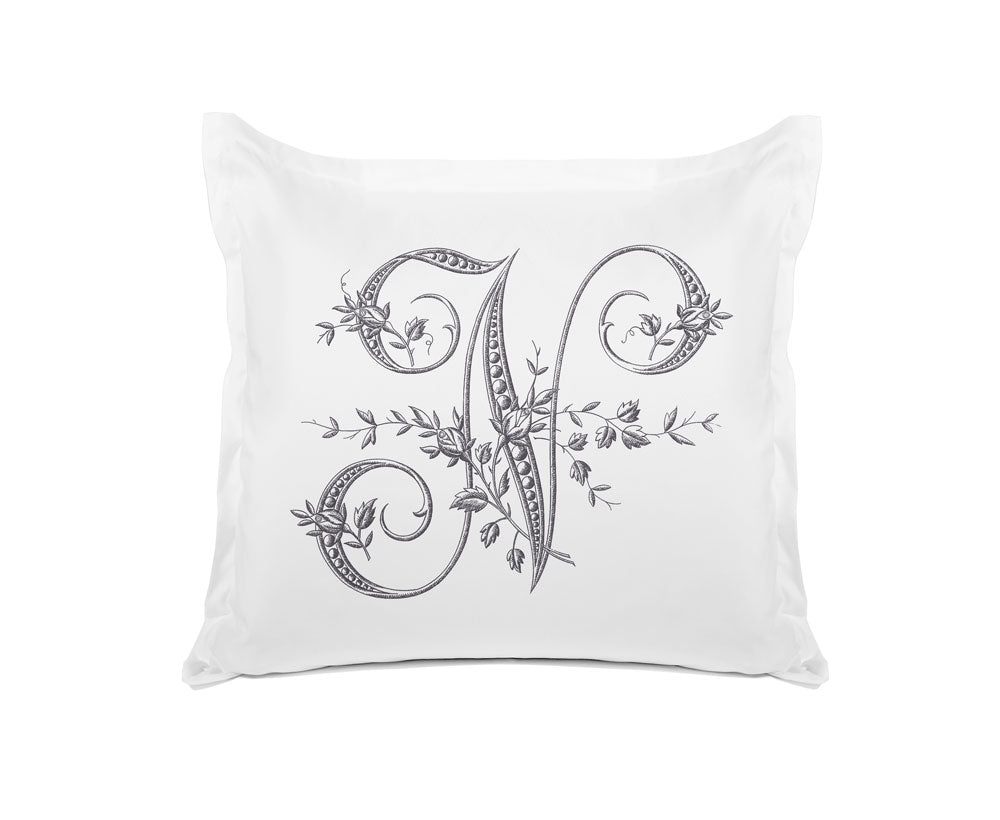 Vintage French Monogram Letter N Pillowcase