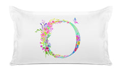 Floral Watercolor Monogram Letter O Pillowcase