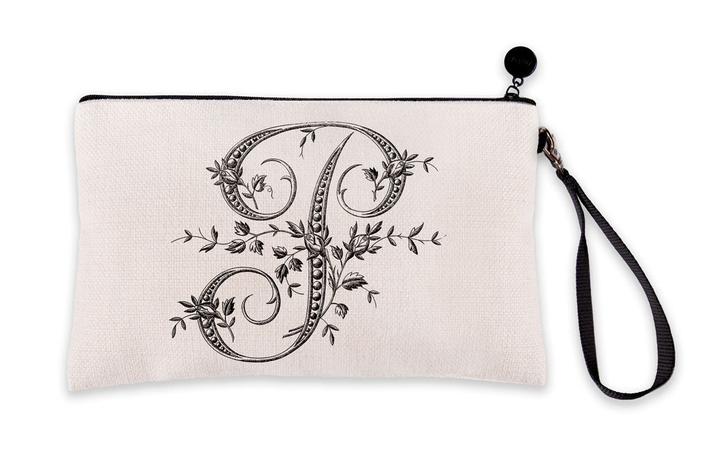 Vintage French Monogram Letter P Makeup Bag