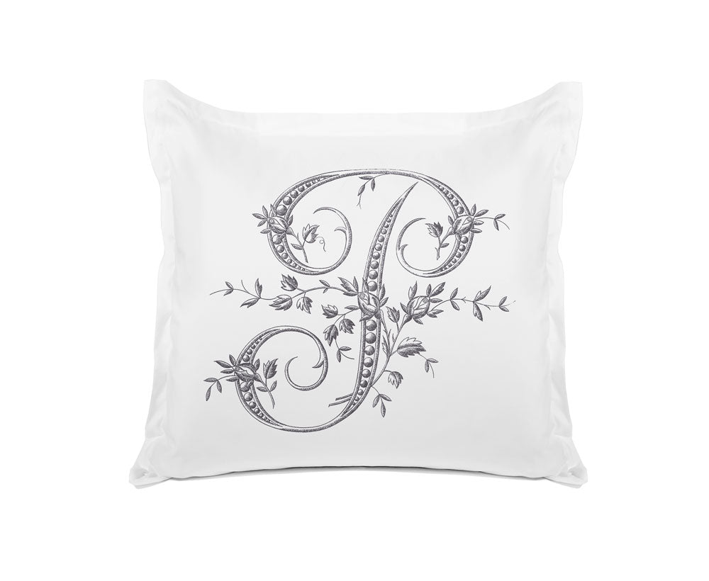 Vintage French Monogram Letter P Pillowcase