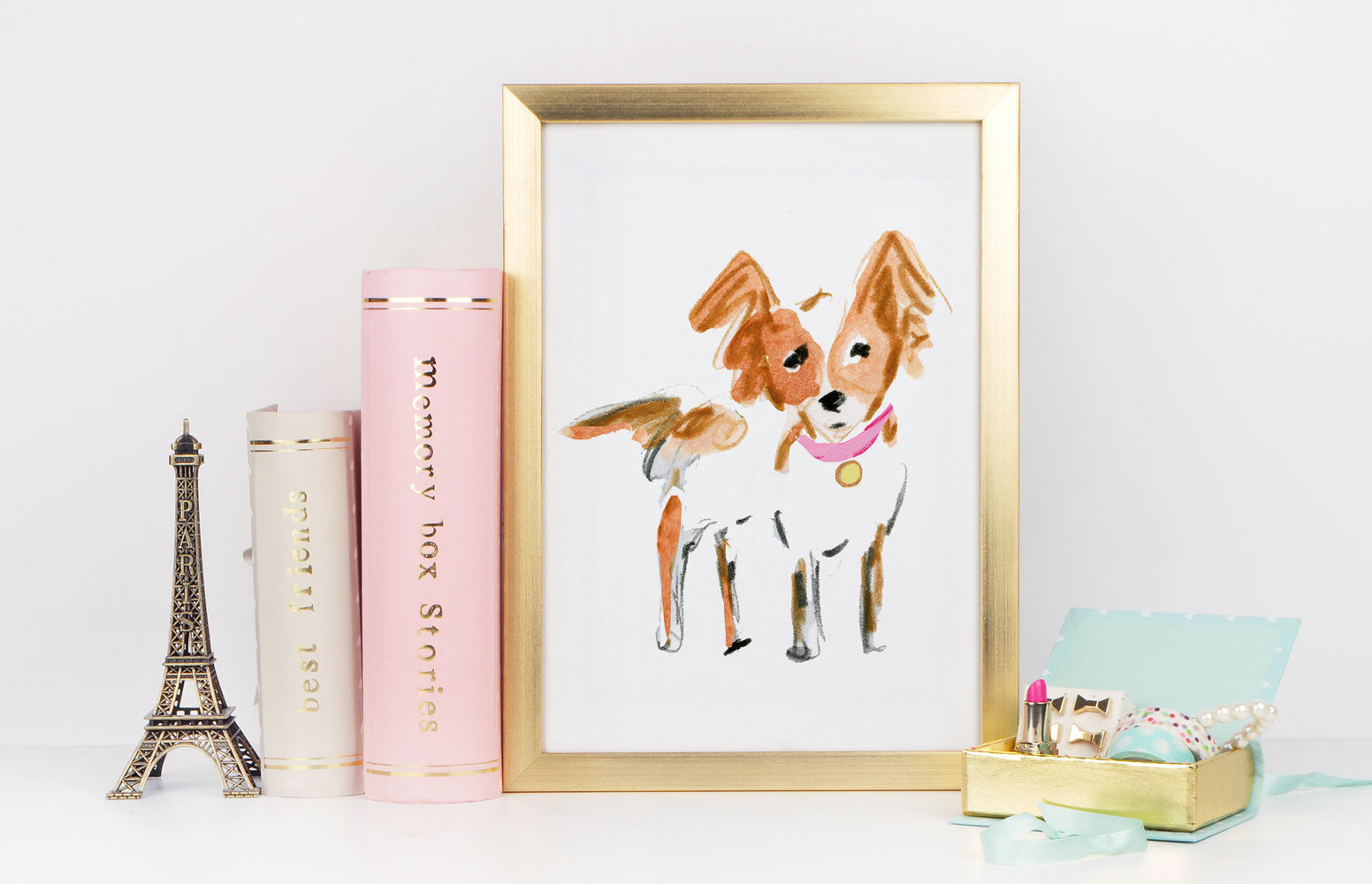 Peanut Papillon Art Print - Dog Illustrations Wall Art Collection-Di Lewis