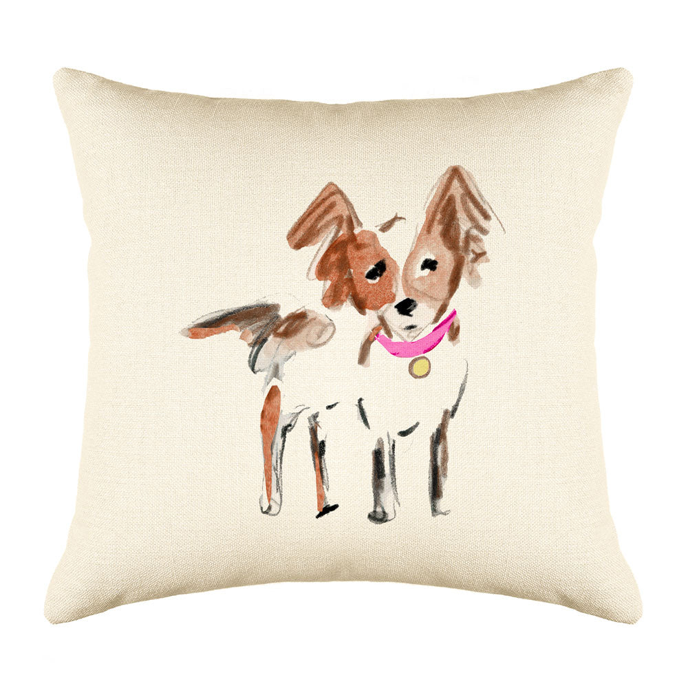 Peanut Papillon Throw Pillow Cover - Dog Illustration Throw Pillow Cover Collection-Di Lewis