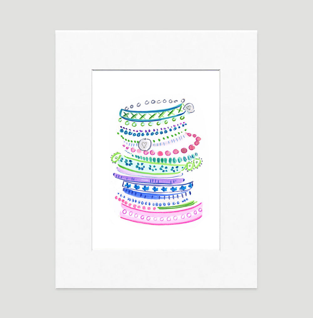 Pastel Bangles Art Print - Fashion Illustration Wall Art Collection-Di Lewis