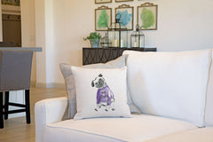 Pebbles Pug Throw Pillow Cover - Dog Illustration Throw Pillow Cover Collection-Di Lewis