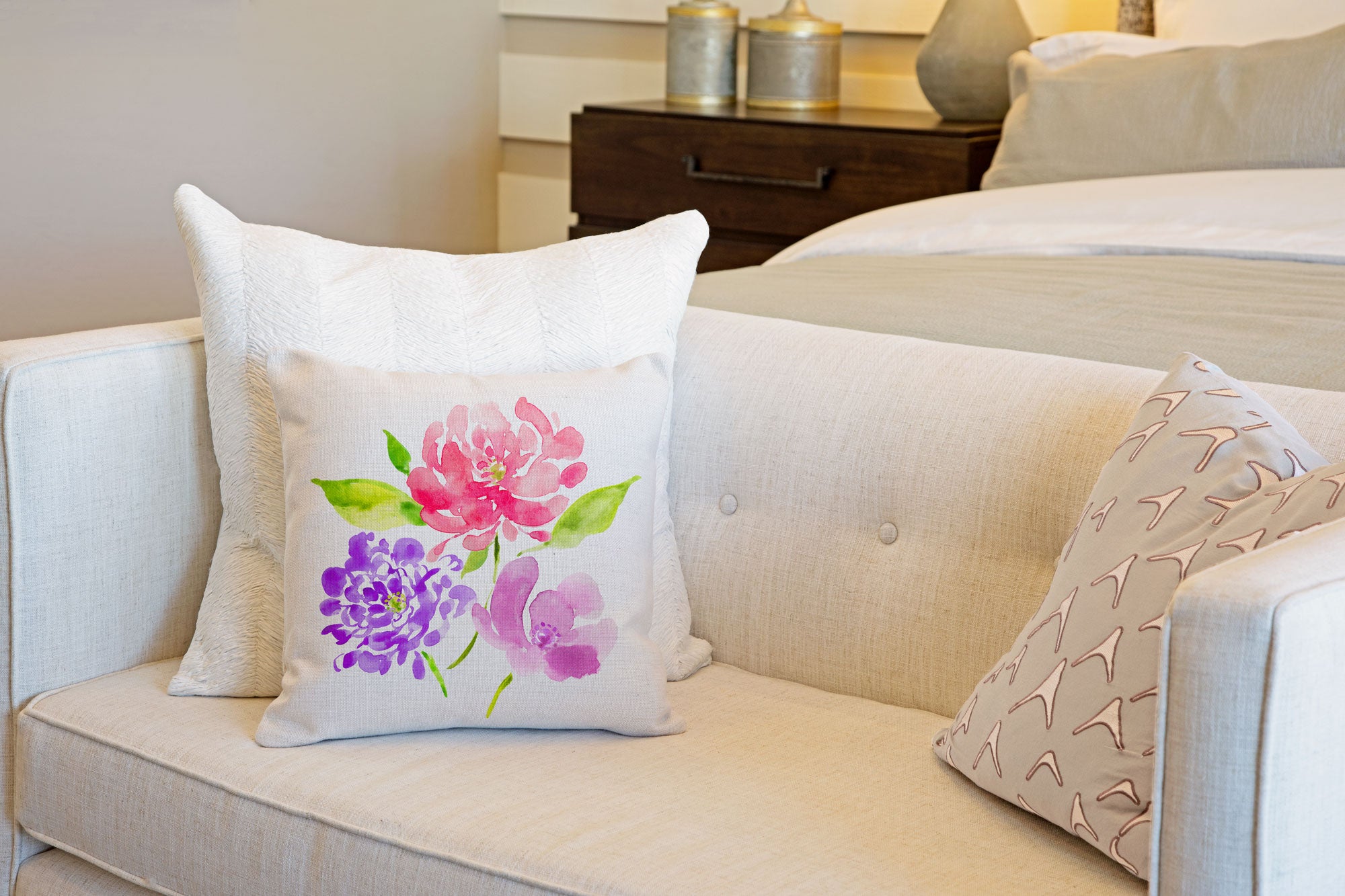 Peonies Throw Pillow Cover - Decorative Designs Throw Pillow Cover Collection