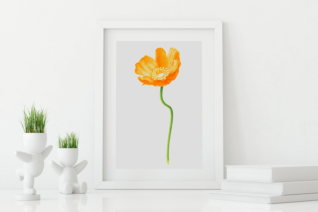 Poppy Gold Small Art Print - Floral Art Wall Decor Collection-Di Lewis