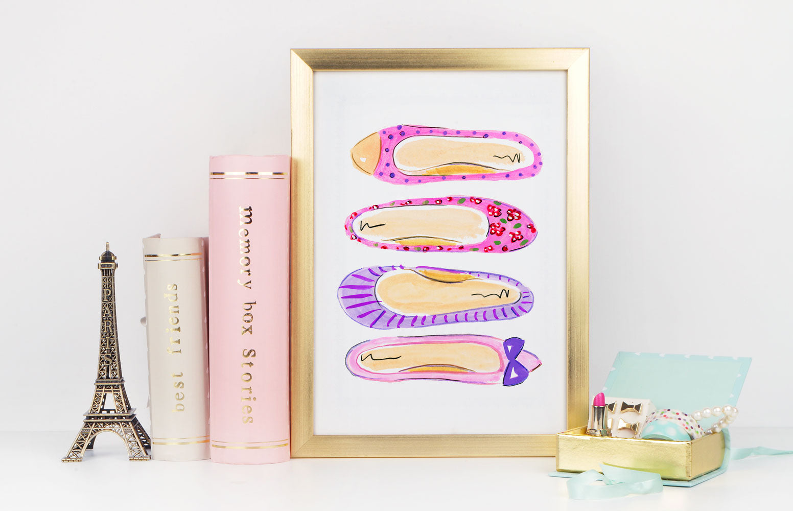 Preppy Flats Art Print - Fashion Illustration Wall Art Collection-Di Lewis