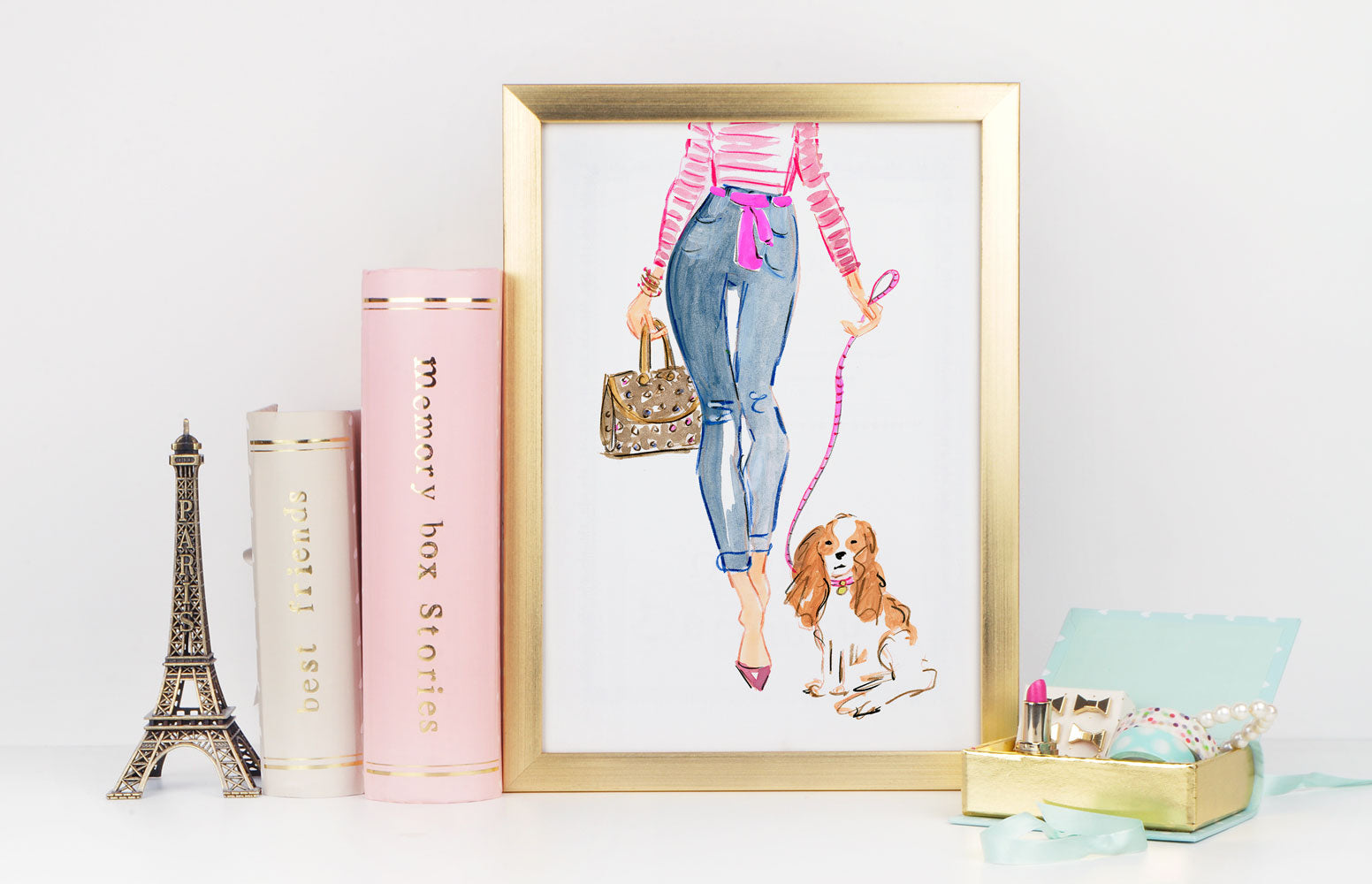 Pretty In Denim Art Print - Fashion Illustration Wall Art Collection-Di Lewis