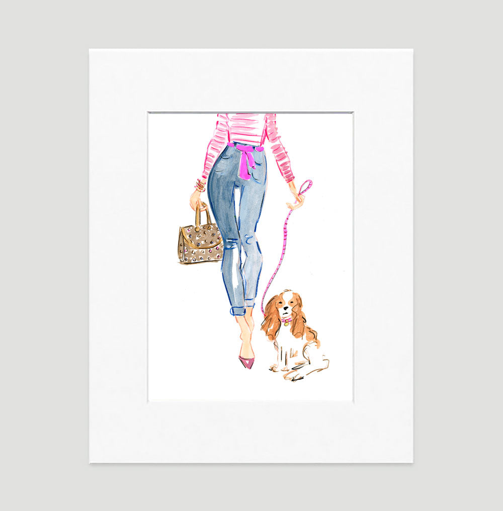 Pretty In Denim Art Print - Fashion Illustration Wall Art Collection-Di Lewis