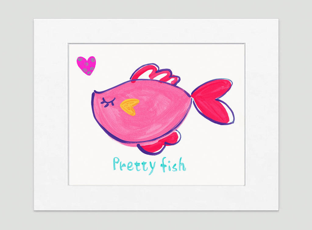 Pretty Pink Fish Art Print - Kids Wall Art Collection Pretty Fish Art Print - Kids Wall Art Collection-Di Lewis