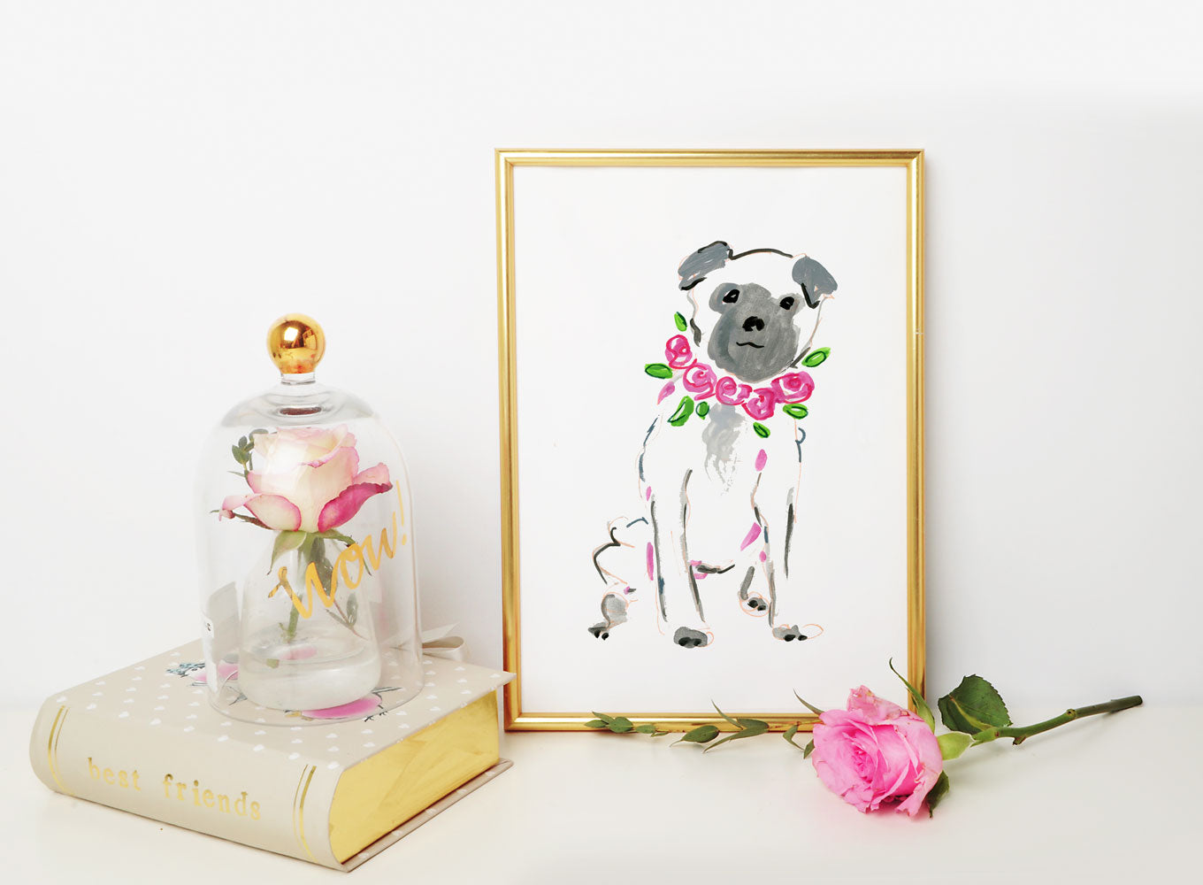 Pepper Pug Art Print - Dog Illustrations Wall Art Collection-Di Lewis