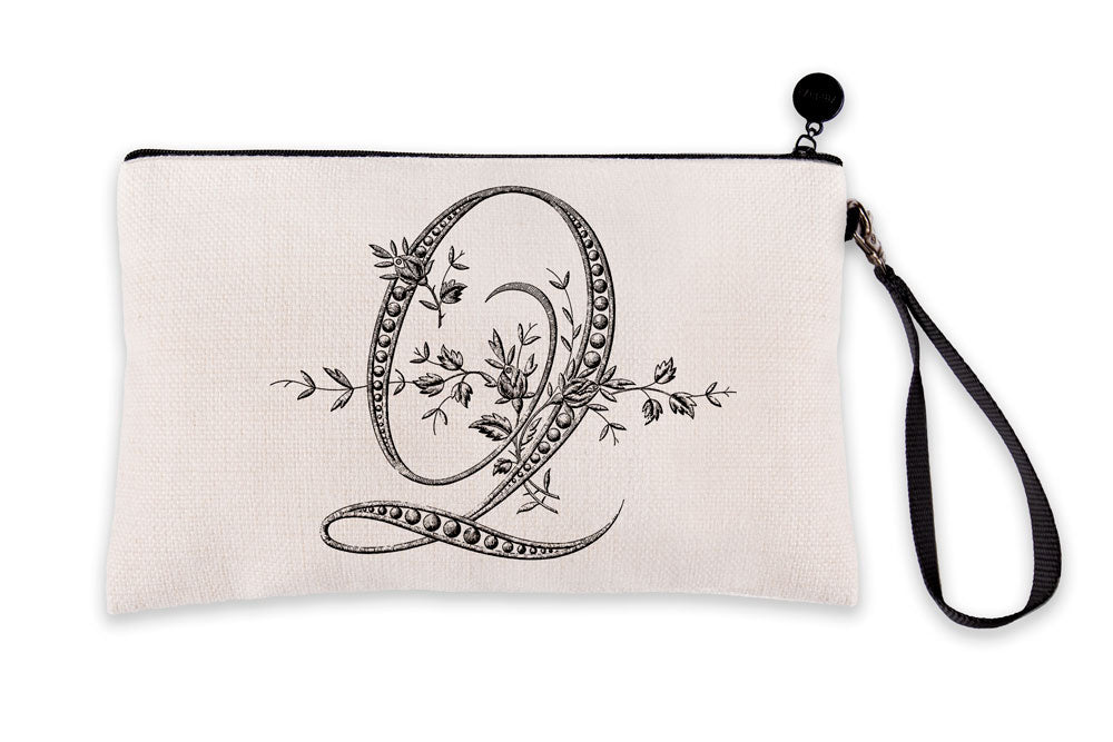 Vintage French Monogram Letter Q Makeup Bag