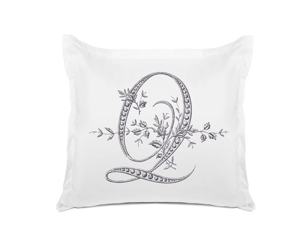 Vintage French Monogram Letter Q Pillowcase