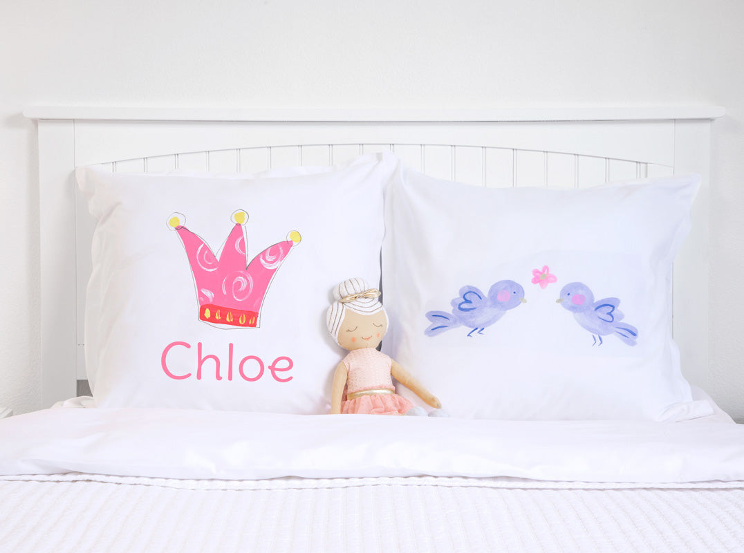 Pretty Pink Crown - Personalized Kids Pillowcase Collection