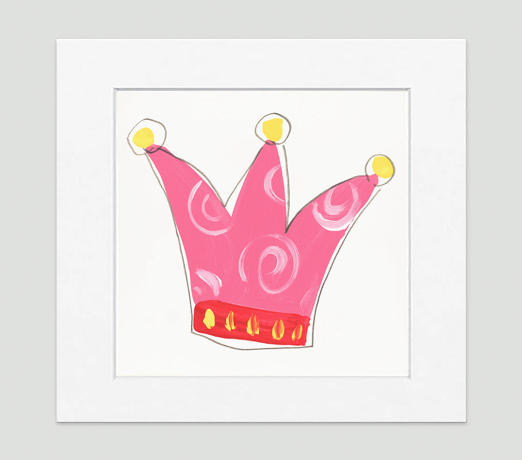Pretty Pink Crown Art Print - Kids Wall Art Collection Queen Art Print - Kids Wall Art Collection-Di Lewis