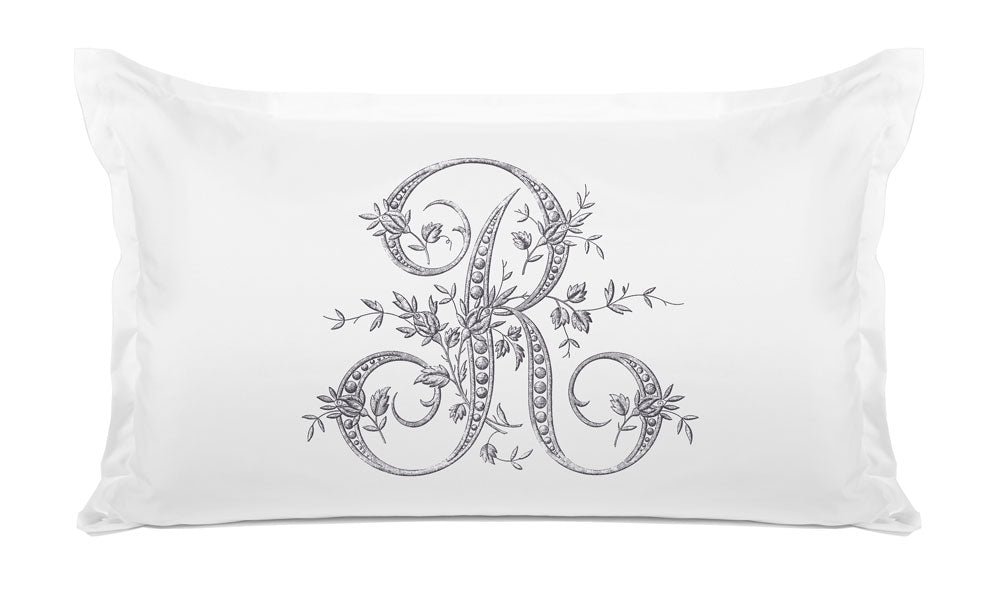 Vintage French Monogram Letter R Pillowcase