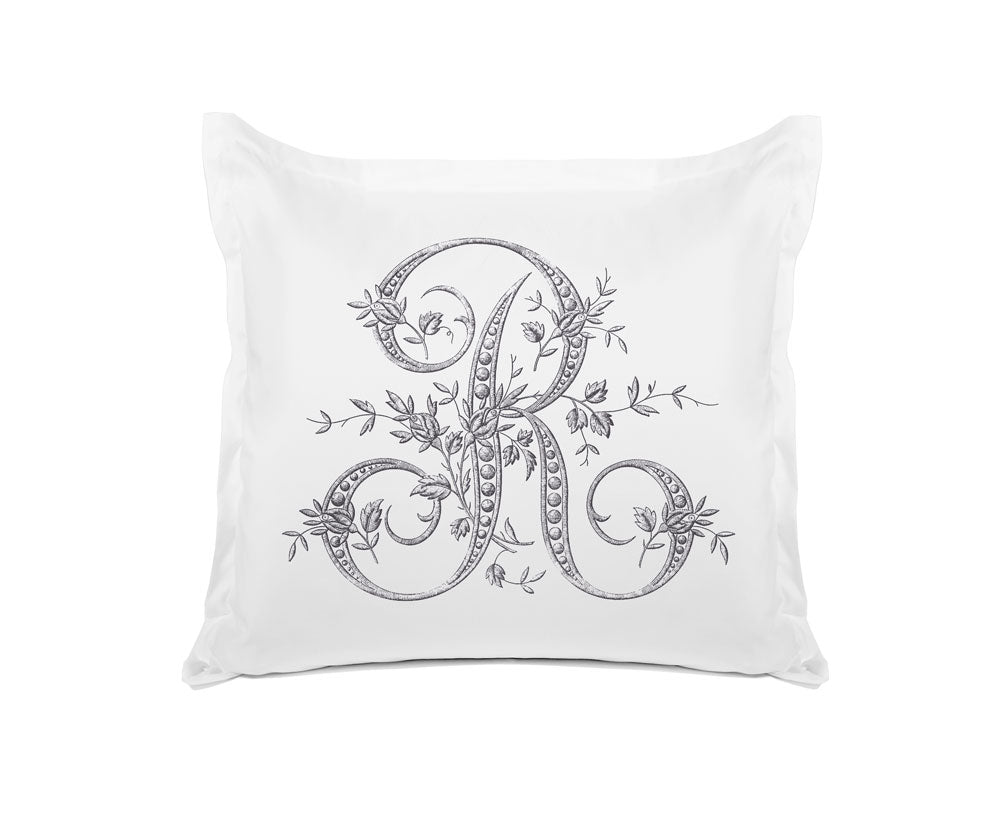 Vintage French Monogram Letter R Pillowcase