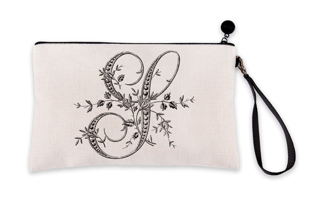 Vintage French Monogram Letter S Makeup Bag