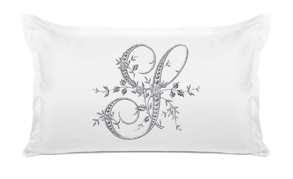 Vintage French Monogram Letter S Pillowcase