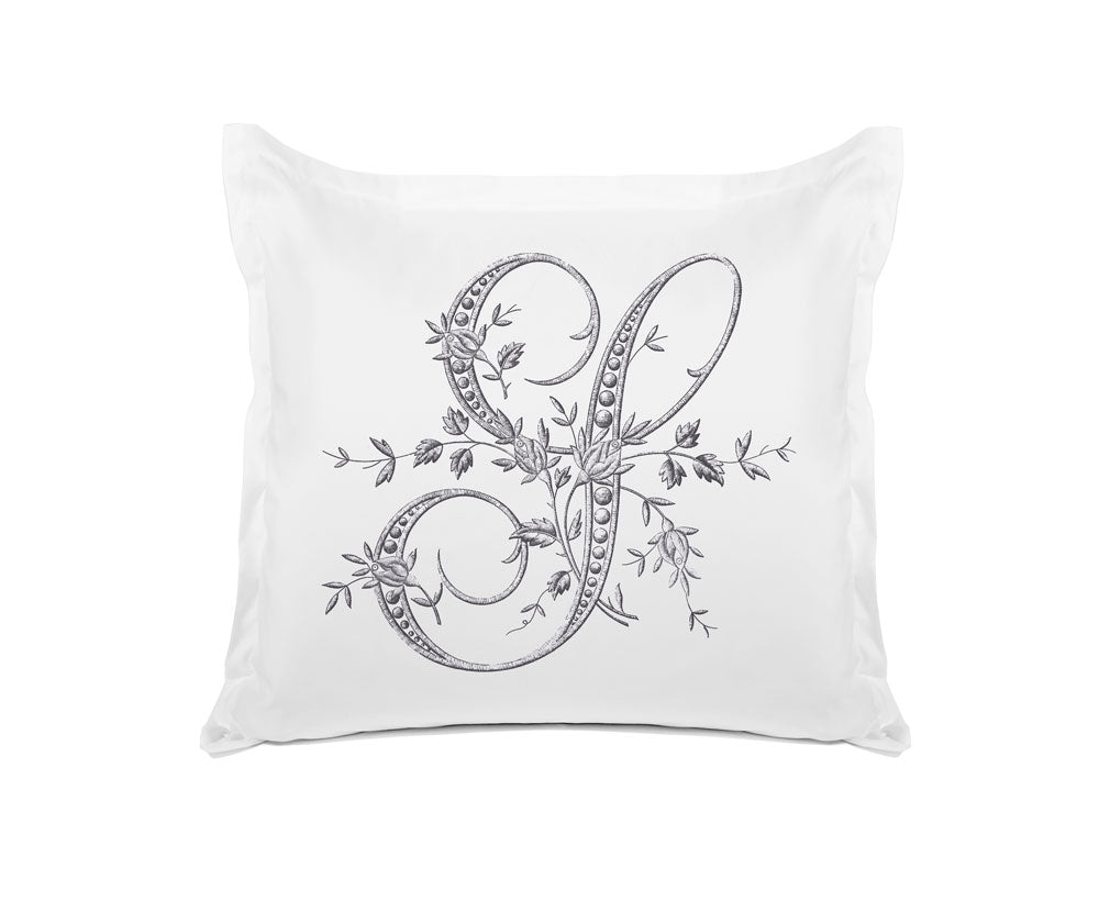 Vintage French Monogram Letter S Pillowcase