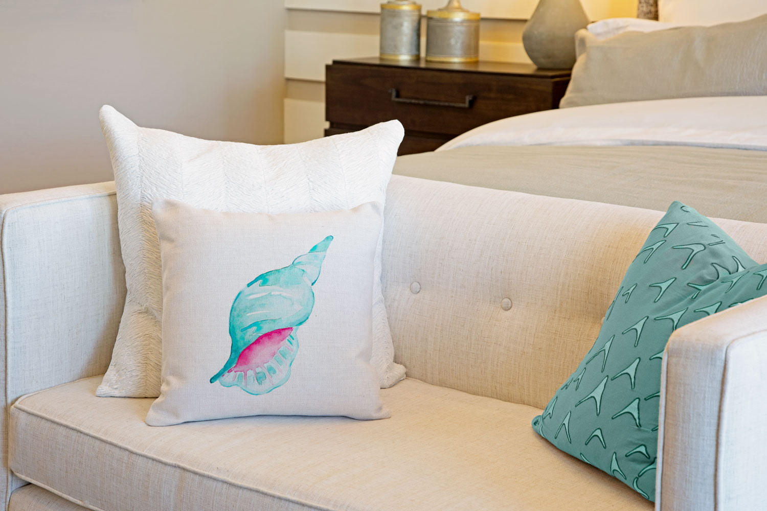 Sea Shell Throw Pillow Cover - Coastal Designs Throw Pillow Cover Collection-Di Lewis