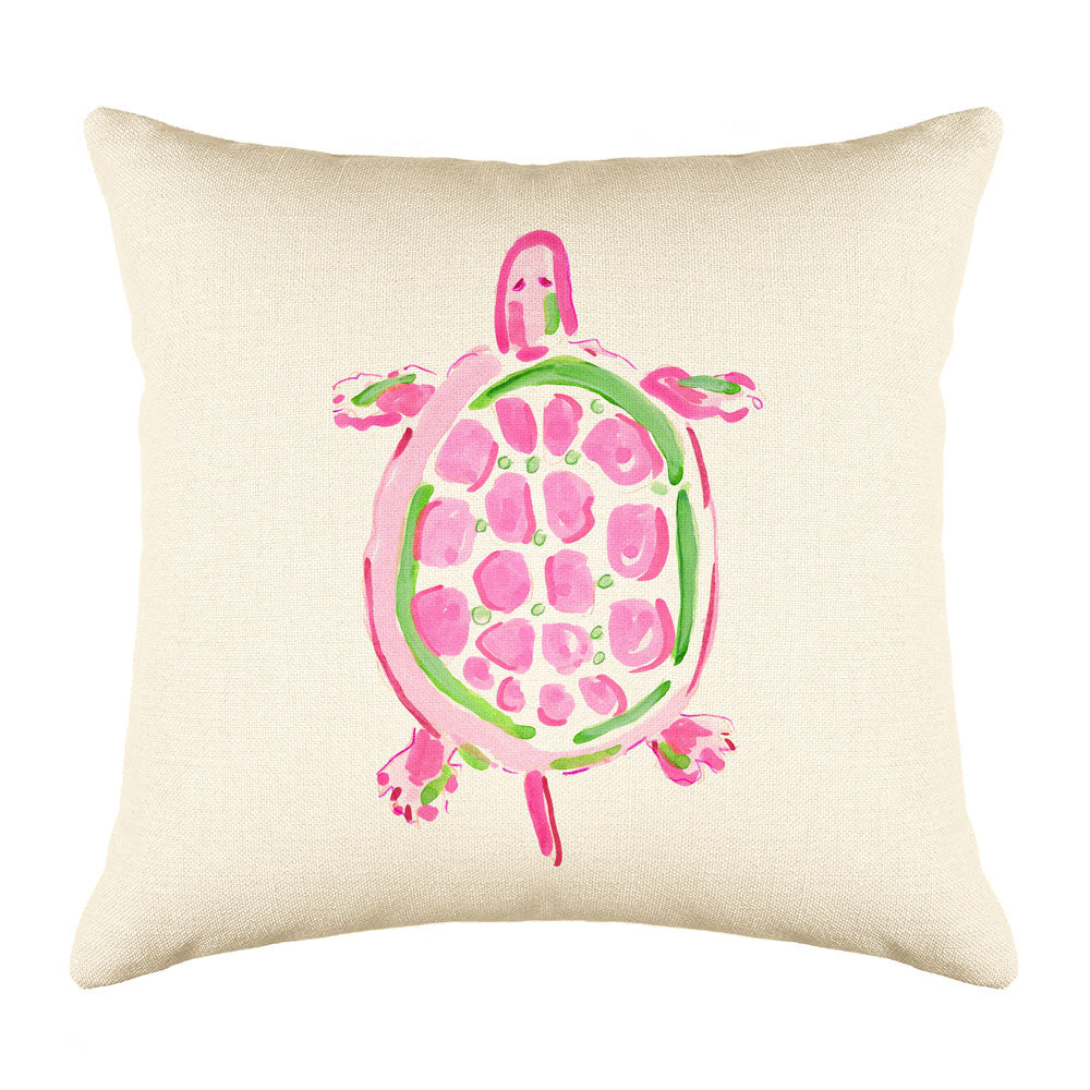 Sea Turtle Pink Throw Pillow Cover - Coastal Designs Throw Pillow Cover Collection-Di Lewis