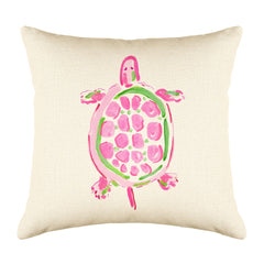 Sea Turtle Pink Throw Pillow Cover - Coastal Designs Throw Pillow Cover Collection-Di Lewis