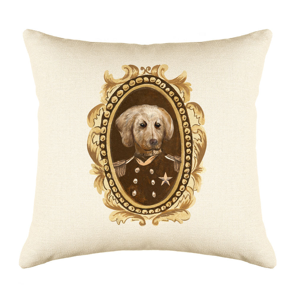 Golden Retriever Portrait Throw Pillow Cover - Dog Illustration Throw Pillow Cover Collection Sergeant Retriever Throw Pillow Cover - Dog Illustration Throw Pillow Cover Collection-Di Lewis