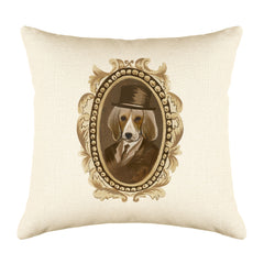 Sir Beagle Throw Pillow Cover - Dog Illustration Throw Pillow Cover Collection-Di Lewis