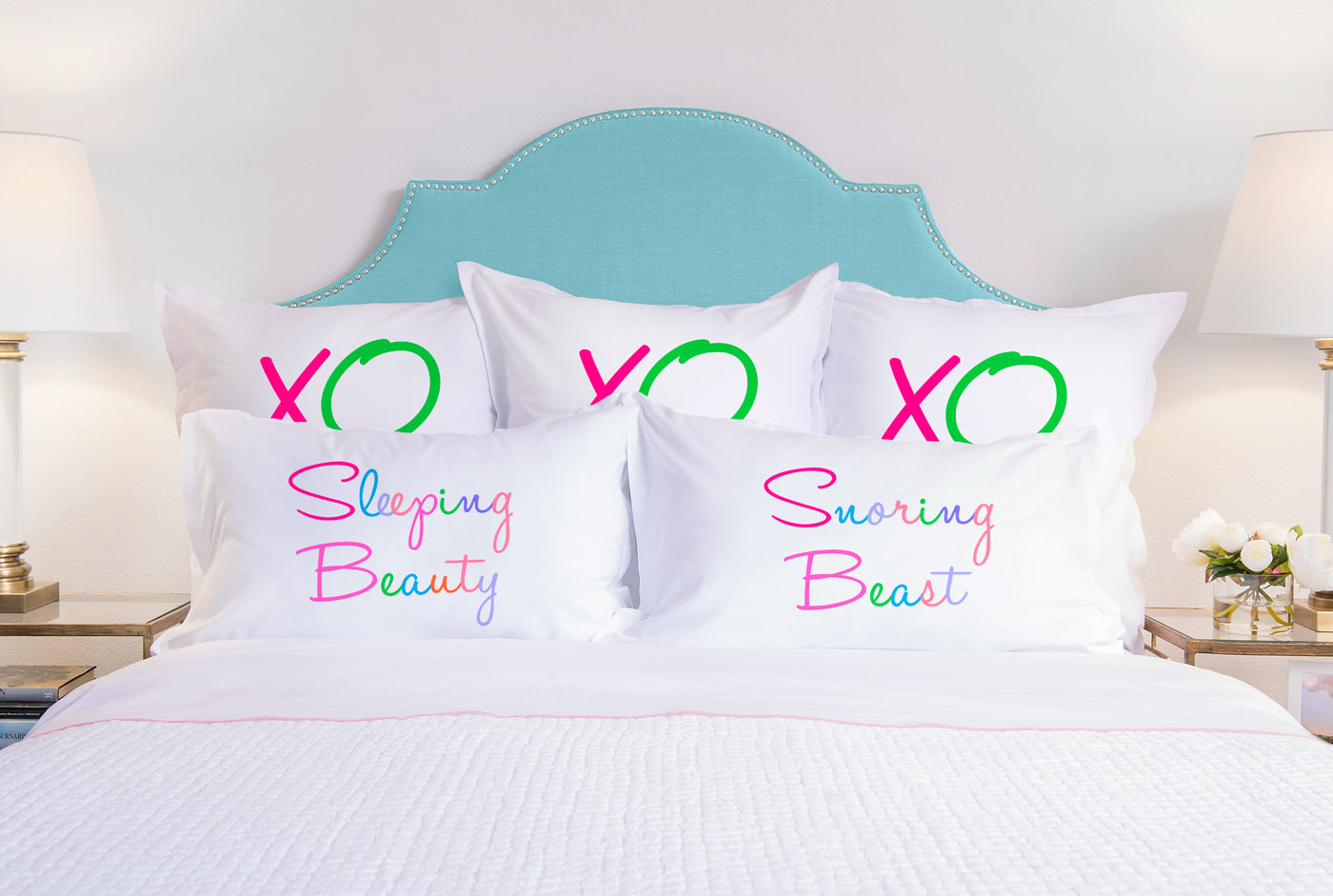 Sleeping Beauty, Snoring Beast - His & Hers Pillowcase Collection-Di Lewis