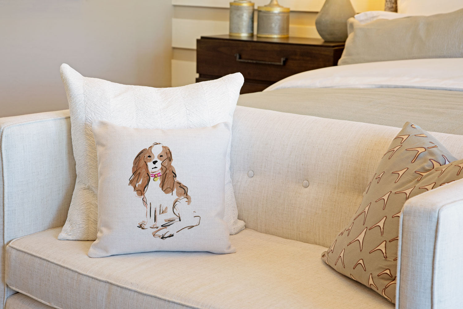 Sparky Spaniel Throw Pillow Cover - Dog Illustration Throw Pillow Cover Collection-Di Lewis