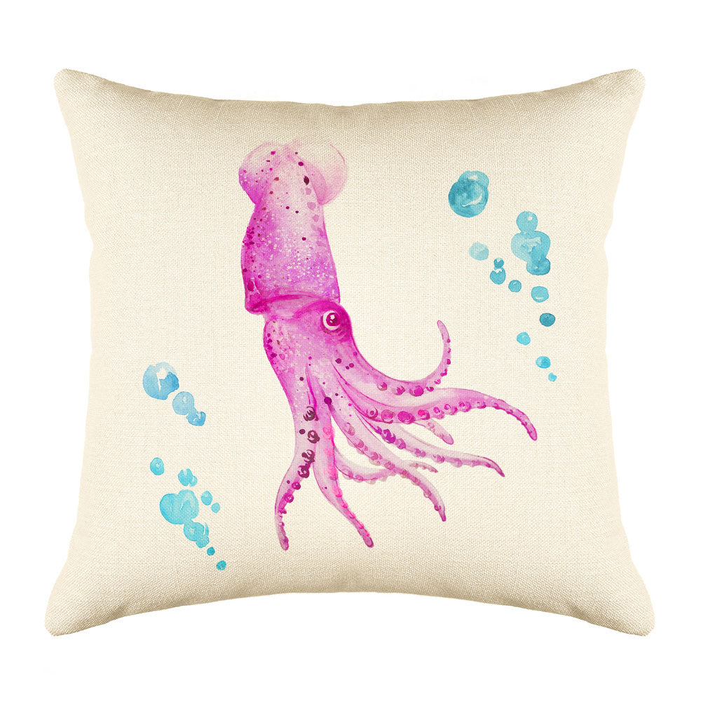 Squid Throw Pillow Cover - Coastal Designs Throw Pillow Cover Collection-Di Lewis