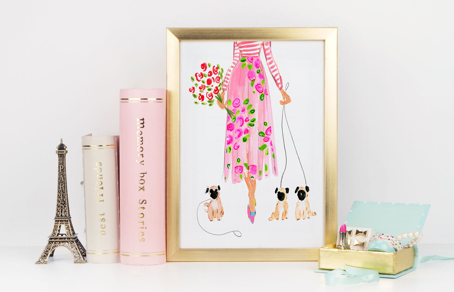 Summer Stroll Art Print - Fashion Illustration Wall Art Collection-Room Setting-Di Lewis