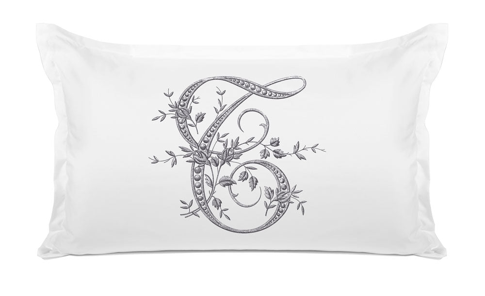 Vintage French Monogram Letter T Pillowcase