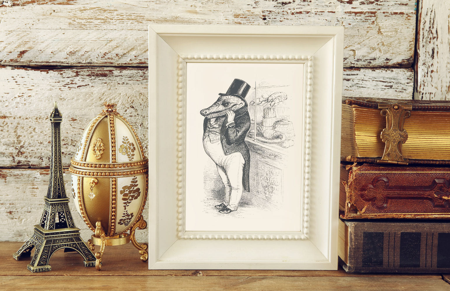 The Greedy Crocodile Art Print - Animal Illustrations Wall Art Collection-Di Lewis