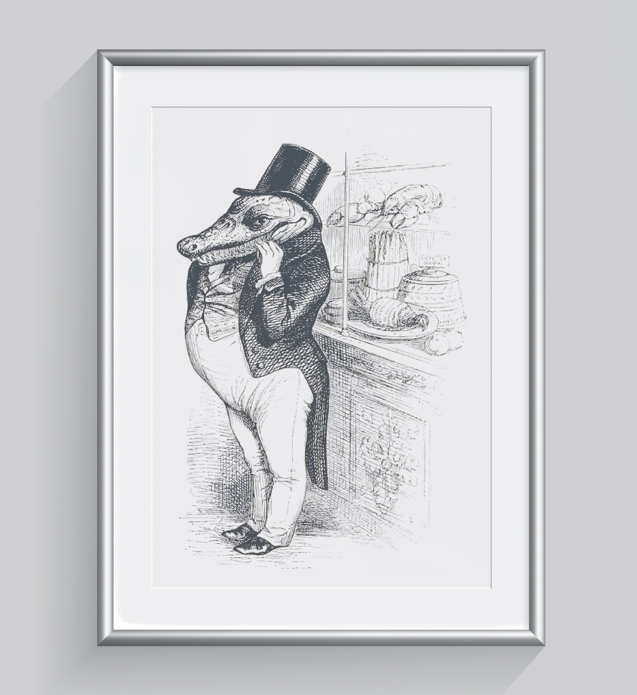 The Greedy Crocodile Art Print - Animal Illustrations Wall Art Collection-Di Lewis