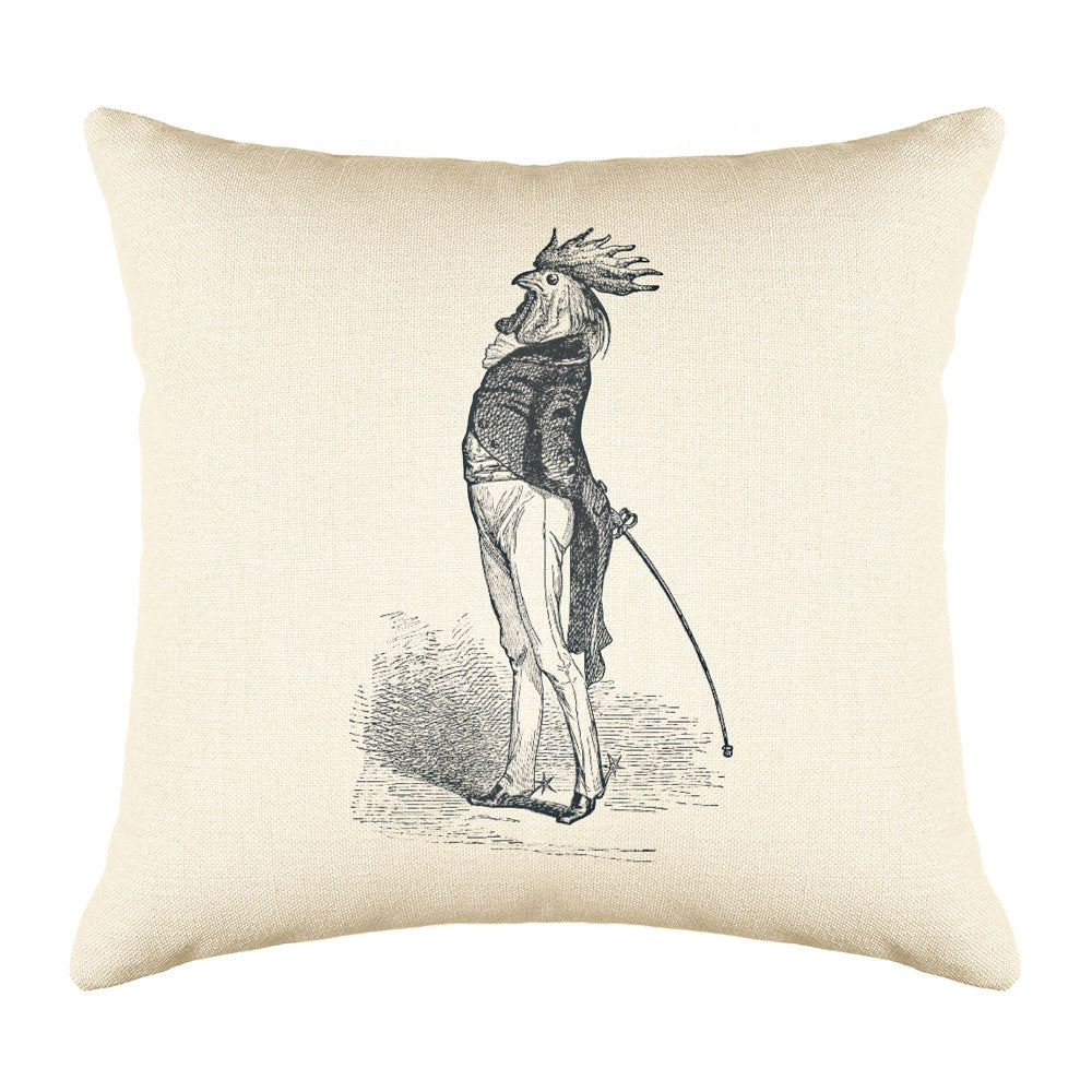 The Proud Cock Throw Pillow Cover - Animal Illustrations Throw Pillow Cover Collection-Di Lewis