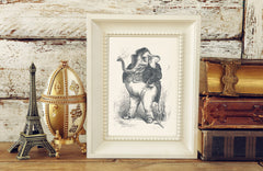 The Smoking Elephant Art Print - Animal Illustrations Wall Art Collection-Di Lewis