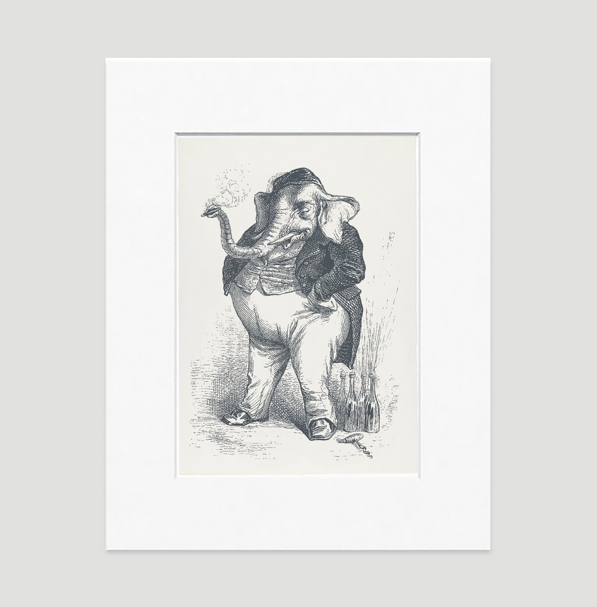 The Smoking Elephant Art Print - Animal Illustrations Wall Art Collection-Di Lewis