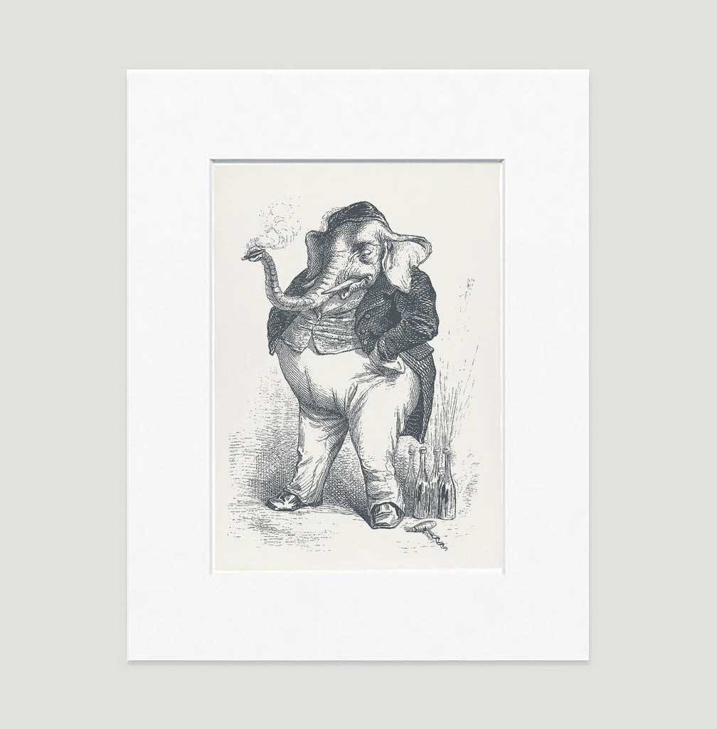 Smoking Elephant Art Print - Animal Illustrations Wall Art Collection The Smoking Elephant Art Print - Animal Illustrations Wall Art Collection-Di Lewis